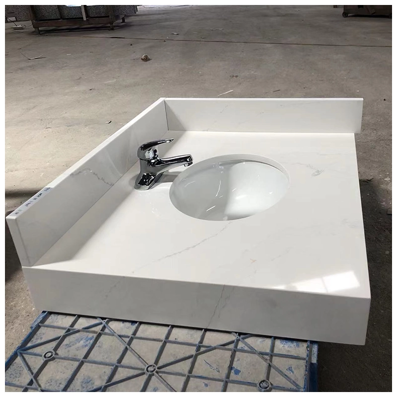 Calacatta Quartz Vanity Countertops with 2 Backsplash