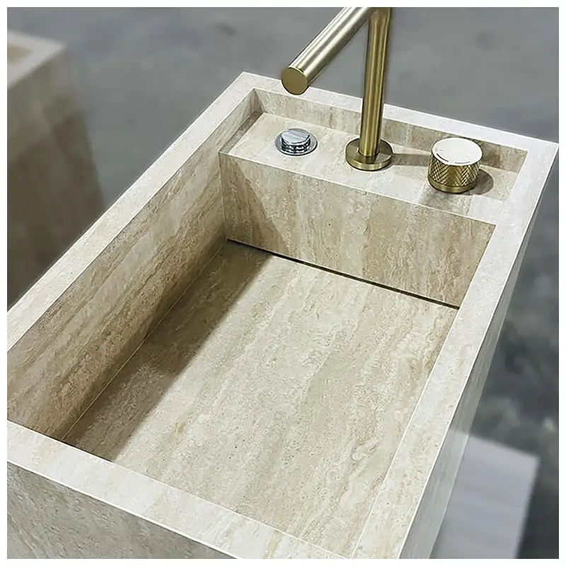 Beige Travertine Pedestal Freestanding Basins Beige Travertine Pedestal Freestanding Basins